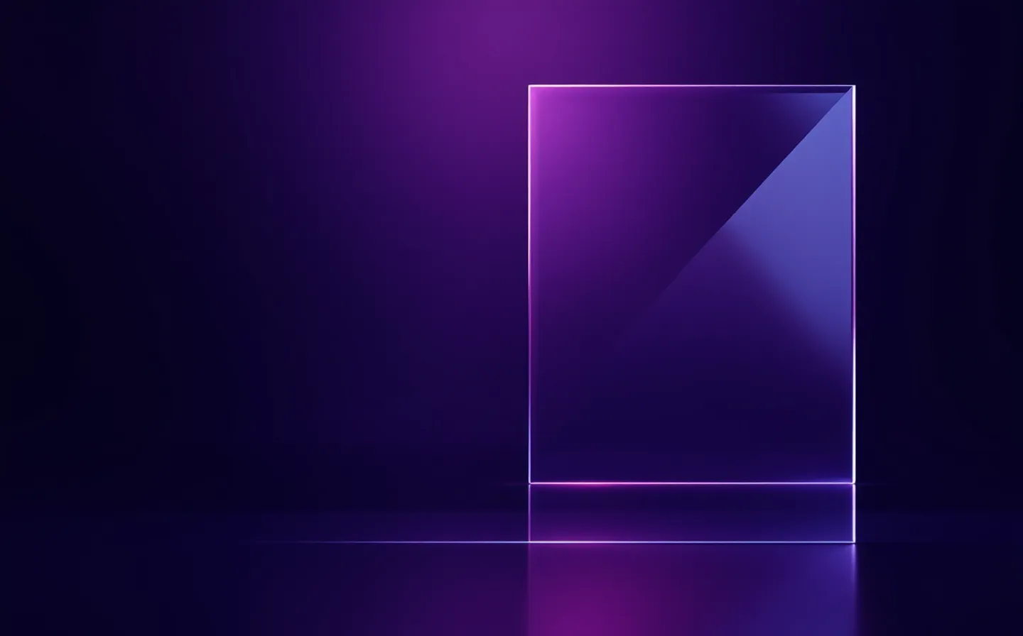 An abstract folded peptide chain in orchid-to-magenta gradient line with a lit terminal node, over a soft violet gradient bloom and a frosted-glass panel on a deep violet ground